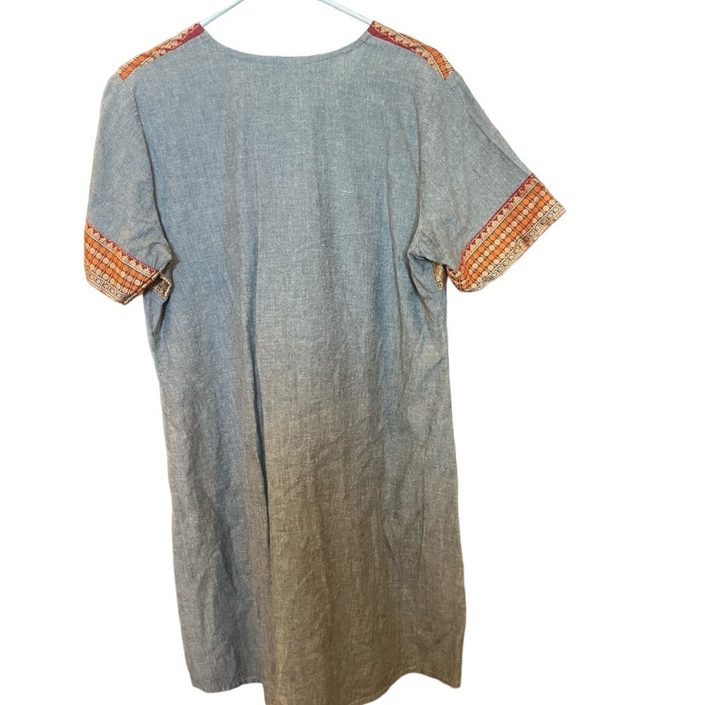 Kirans Linen Indian Print Chest Dress Short Sleeve Betel Leaf Neckline XL - Picture 10 of 10